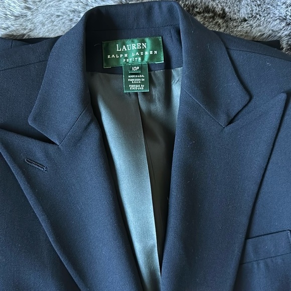 LRL CLASSIC RALPH LAUREN WOOL NAVY GOLD vintage BLAZER size 10 Petite - Picture 2 of 14